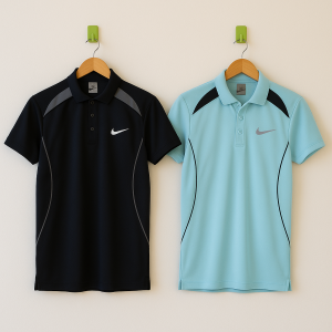Imported Fabric Sporty Vibe Polo | Combo Pack – Black and Neon Blue