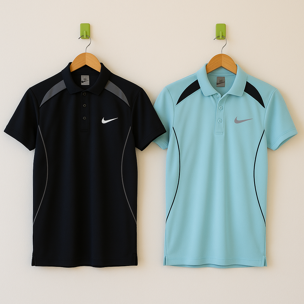 Imported Fabric Sporty Vibe Polo | Combo Pack – Black and Neon Blue