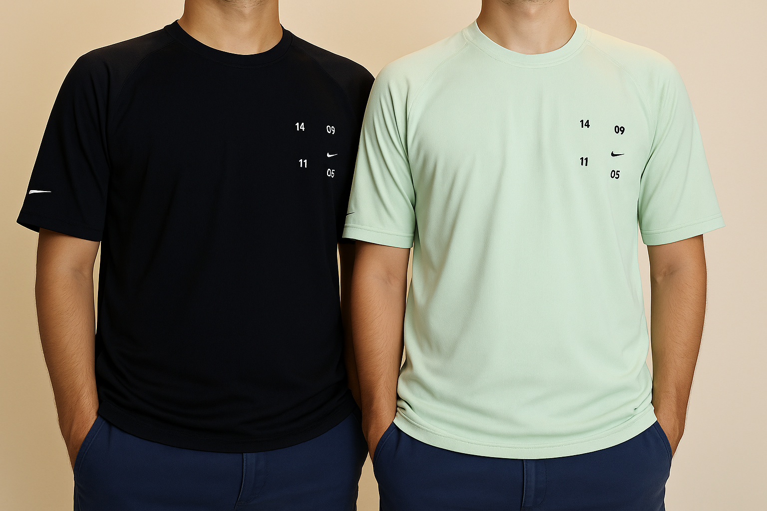 Nike Elite Drop-Shoulder T-Shirt — Black + Pastel Green (Combo Pack)