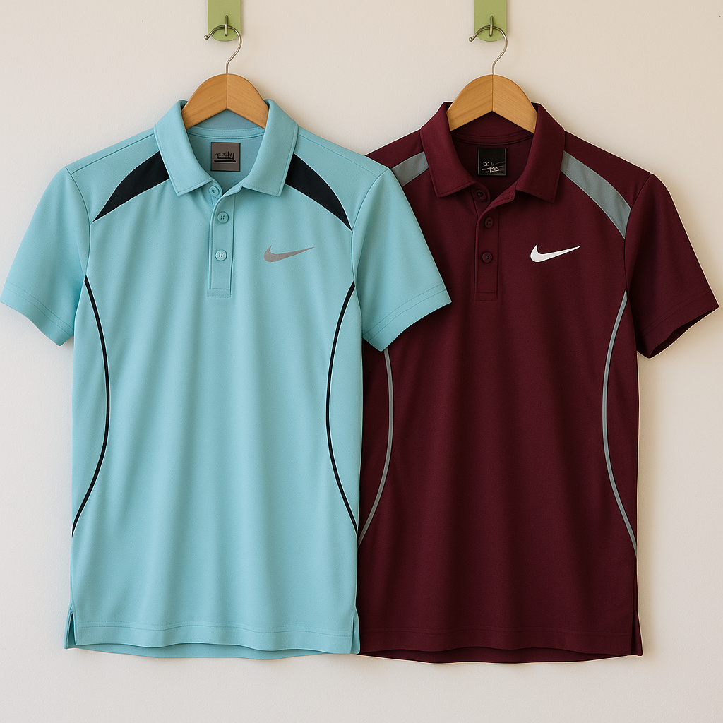 Imported Fabric Sporty Vibe Polo | Combo Pack – Merron and Neon Blue