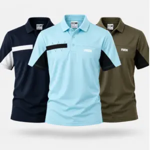 AeroFit Polo-Black,Pastel Blue & Olive(3 Pcs)