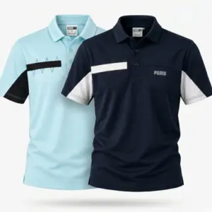 AeroFit Polo-Black & Pastel Blue(2 Pcs)