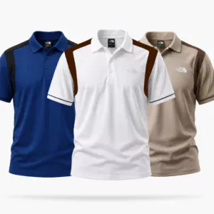 Essential Polo Tee-Blue,White & Biscuit(3 Pcs)