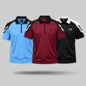 Armour Polo-Sky Blue,Merron & Black