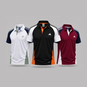 Sporty Polo – White,Black & Merron | AP108