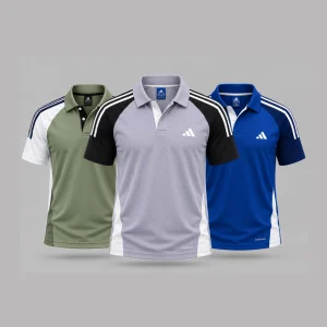 Sporty Polo – Olive,Light Gray & Blue | AP107